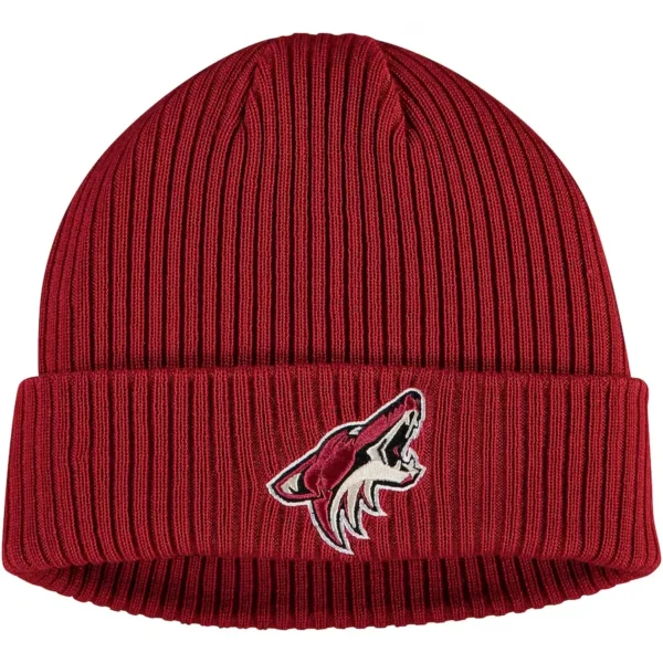 Arizona Coyotes Fanatics Branded Burgundy Core Primary Logo Cuffed Knit Hat